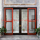  China Aluminum Factory Low E Tempered Thermal Insulation Glass Wood Grain Color Sliding Door/ Casement Door/ Hung/Sliding Folding Opening Aluminium Door
