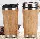  Customized Insulated Bamboo Cup Stainless Steel Double Wall Water Bottle with Lid