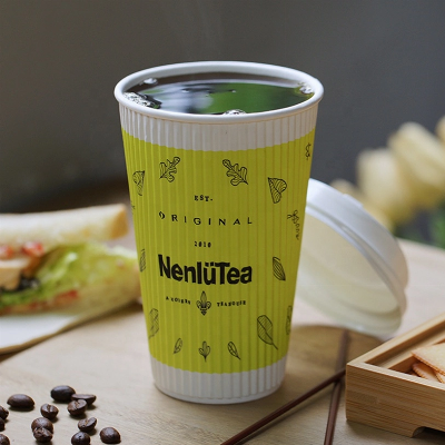 Aqueous Coated Compostable Ripple Double Single Wall Disposable Hot Coffee Tea Paper Cups