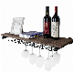 Modern Popular Customized Floating Wooden Wine Bottle Shelf and Wine Glass Drying Display Rack