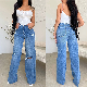 Women Denim Jeans Trousers Ladies Pants Ripped Frayed Hem Women Jeans