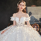 Wd085 Starry Trailing Temperament Bride French Light Hepburn Dream One-Shoulder Wedding Dress Bridal Wedding Dress