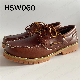 CMH, Spain Market Popular Hand Crafted Full Leather Rubber Sole Brown Boat Shoes Hsw060