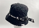  Simple Black Child Bucket Hat with Print Ribbon and Decoration Button