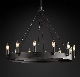 American Style Country Vintage Iron Black Painted Candle Light Large Living Room LED Glass Chandelier for Home Decor