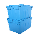 Industrial Stack and Nest Plastic Container with Attached Lid