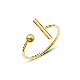 Minimalist Stainless Steel 18K Gold Plated Letter T Open Geometric Adjustable Finger Ring for Couple