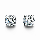 925 Silver 6.0 7.0 Round Simple White Stud Earrings Wholesale Price Jewelry