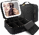 New Large Capacity Desktop Cosmetic Storage Box Waterproof Leather Travel Portable Makeup Bag Case with LED Light Mirror