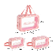 Customized Clear PU Makeup Pink Waterproof Storage Make up Wash Cosmetic Bag