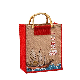 Wholesale Jute Shopping Beach Bag Bamboo Circle Hand Pull Cotton Linen Tote Vintage Gift Bag