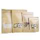  Kraft Paper Foil Bag Plastic Food Packaging Bag Self Reliant and Self Proclaimed Custom Biodegradable Window Gift Brown Coffee Zipper Food Resealable Snack Bag