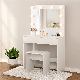  White Dressing Table with 10 Light Bulbs and Chair