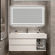 Modern Wall Mounted Melamine Plywood Wall Mounted Bathroom Vanity with Mirror Cabinet and Rock Plate Top in White