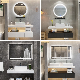 Marble Bathroom Vanity Wash Basin Cabinets Bathroom Wall Vanity with Smart LED Mirror