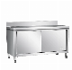  Hot Selling Heavy Duty Commercial Stainless Steel 304 201 430 Restaurant Kitchen Equipment 1.5m 1.8m 2m Large Workbench with Sliding Door Backspalsh Drawers