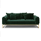 Modern Home Furniture Stainless Golden Fame 3-Seater Multi-Pillow Velvet Fabric Full Set Sofa