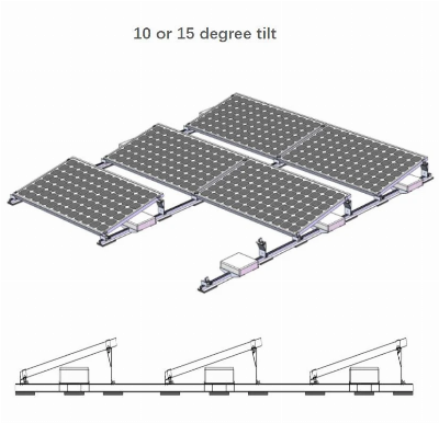 Solar Power System Ballasted Aluminium Bracket Structures Solar Racking Flat Roof Solar Mounting