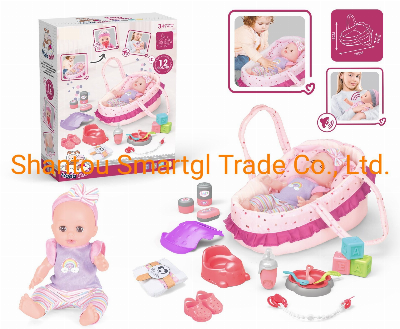 14" 12 Sounds Toy Baby Doll with Hand Basket Play Set
