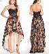  Lace Party Prom Dress Hi-Low Champagne Black Cocktail Evening Dress Ya126