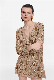  Women V Long Sleeve Customized Silk Fashion Dress with Stones