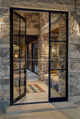 French Style Thermal Break Interior Exterior Wrought Iron Double Door