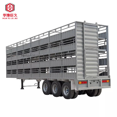 Hot Sale 3 Axles Steel Fence Livestock Cattle Stake Transport Semi Trailer