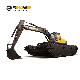  Custom Small Mini Swamp Buggy Backhoe Price 30 Ton Long Reach Crawler Marsh Buggy Excavator with River Floating Tank Amphibious Pontoon for Sale