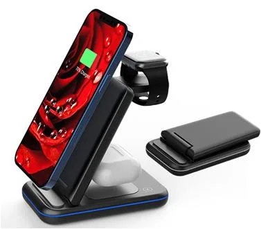 New Design 3 In1 Foldable Wireless Charger for iPhone, Earpods, Smart Watch