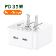  35W PPS Foldable Us Plug Wall Charger 2 USB-C Power Adapter Wholesale 1-1 Original USB C Charger 35W Pd Fast Charge Wall Charger, Quick Charge Power Adapter Plu