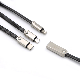  3 in 1 Zinc Alloy Flat USB Charging Cable Mobile Phone Accessories for iPhone Android and Type-C