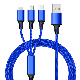  Micro USB Type C Nylon Braided 3 In1 USB Data Cable