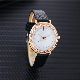  Wholesale Custom Logo Ladies Low-Key Luxury Leather Strap Fashion Watch with Diamond and Gold