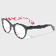  Yeetian Fashion Trend Red Lattice Classical Round Thick Temple Acetate Optical Glasses