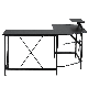  Modern Foldable Office Desk Computer Desk with Storage Rack Floor Bookcase Table