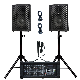 6 Channel 900W Bluetooth Powered with 2PCS 10 Inch Wooden Cabinet Speaker PRO DJ System+Microphone+Cable+Stand&Model