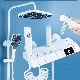 White Digital Shower Set Thermostatic Shower Set Complete with Bidet Sprayer 12" High Pressure Rainfall Shower Head Trim Kit