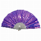  Stock 13inch 33cm Promotion Custom Large Hand Folding Fan Holographic Plastic Clack Hand Fan with Assorted Colors