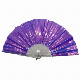 Stock 13inch 33cm Promotion Custom Large Hand Folding Fan Holographic Plastic Clack Hand Fan with Assorted Colors