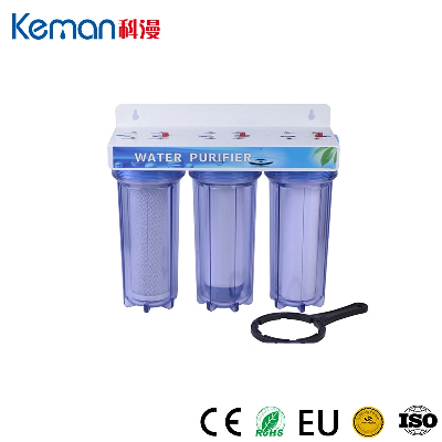 3 Stage Household 10" Clear Housing Water Filter with Steel Bracket