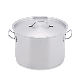 Short Body Stainless Steel Stock Pot with Compound Bottom & Lid