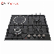  Cooking Appliance Gas Hob Safety Devices 4 Burners Top Tempered Glass Brass Surface LPG / Ng Gas Stove