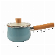 High Quality 16cm Milk Pot Enamelware Cooking Blue Enamel Pot with Glass Cover.