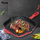 Wholesale Factory Steak Grill Plate BBQ Square Enamel Cast Iron Frying Grill Pan manufacturer