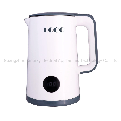 New Design Double Layer Stainless Steel Electric Kettle with Real-Time Temperature Display