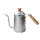  650ml Can Be Heated Narrow Spout Stainless Steel Coffee Pot Teapot Gooseneck Kettle with Wood Handle for Outdoor Travel Camping