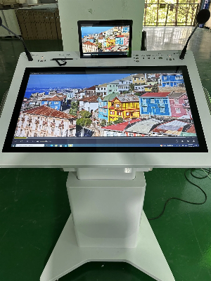Smart Double Screen Aio Meeting Podium 32" Windows Interactive Pcap Plus 10" LCD Display Monitor Lectern