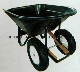 Double Wheels Pneumatic Wheel Black Wheelbarrow with Wooden Handle