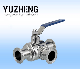 3way 304/316/316L Sanitary Ball Valve Clamp End