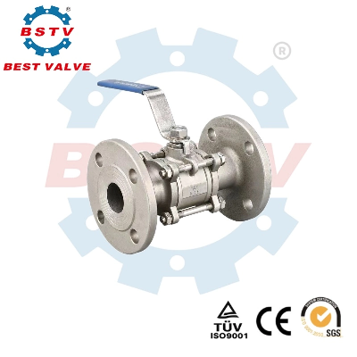 DN100-4" 3PC Anti Blow-out Stem Flange 304-Stainless-Steel Lever Operated Ball Valve